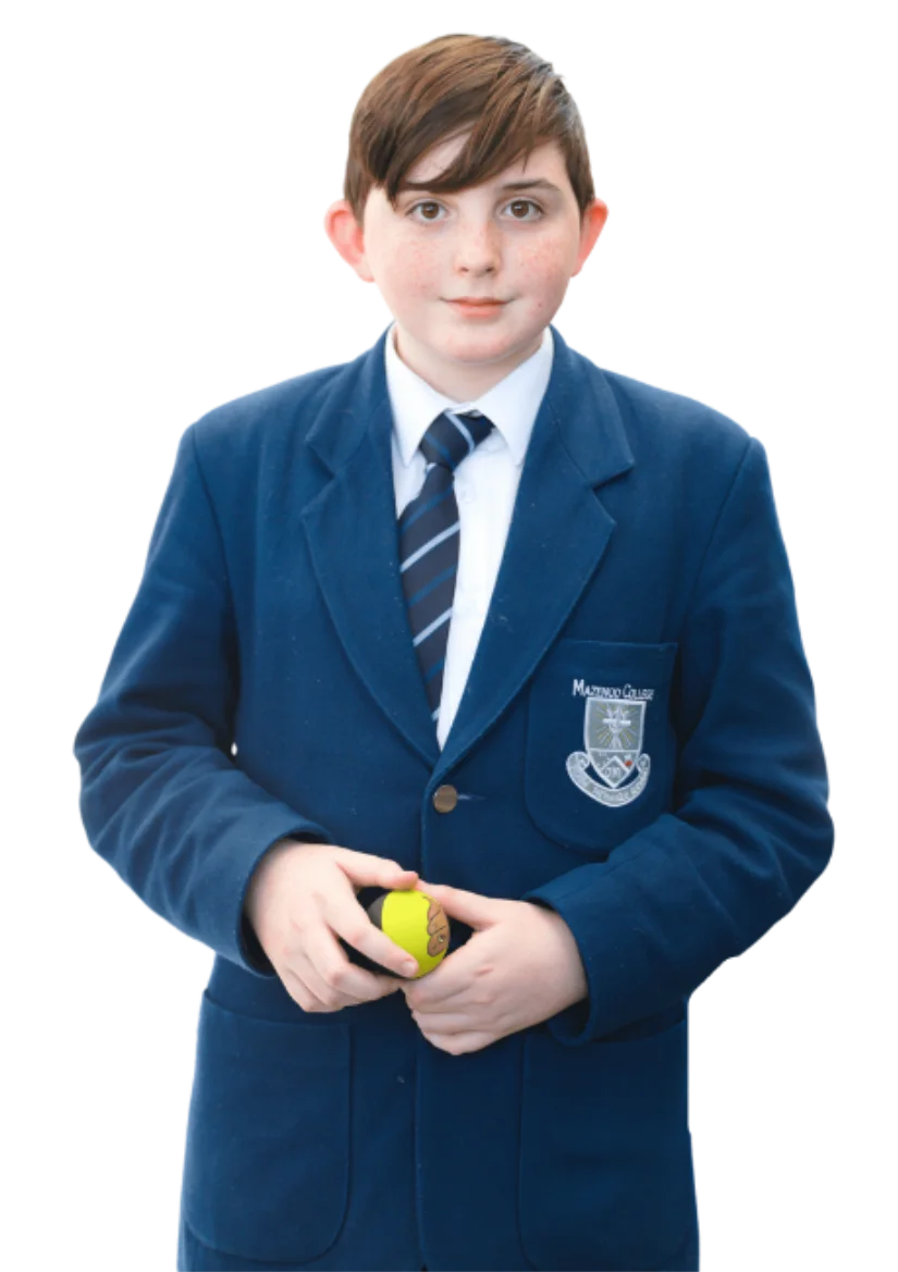A student holding a ball at Mazenod College Perth WA